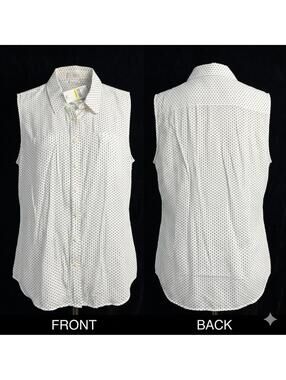 ⚪ NWT Van Heusen Polka Dot White/ Black Sleeveless Button Blouse XL ⚪
